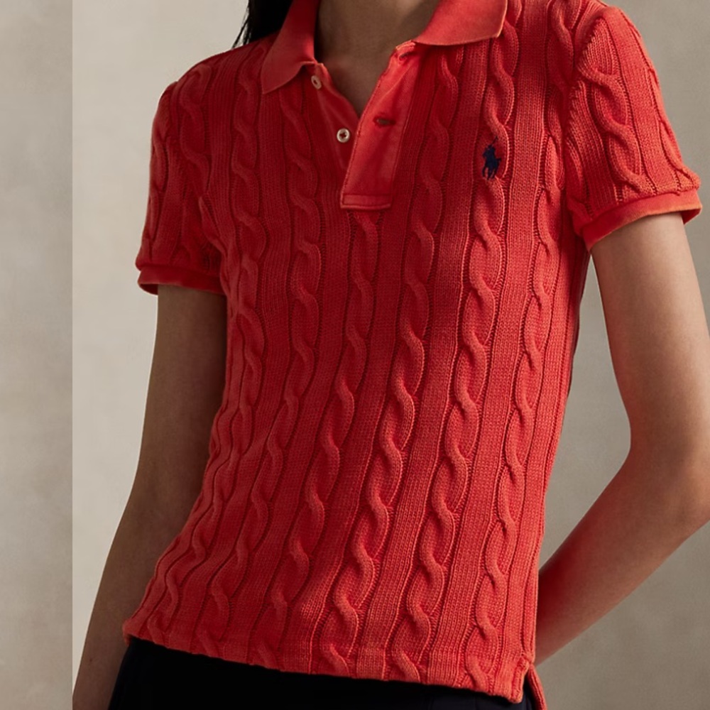 🎀 HOST PICK 🎀Ralph Lauren Bright Pink Cable Knit Polo - Picture 9 of 12
